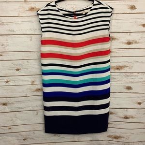 Loft Rainbow Striped Sleeveless Cap Sleeve Career Dress